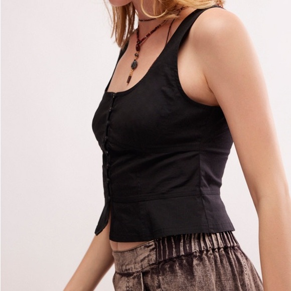 Free People Sally Corset Top in Black - Picture 4 of 5